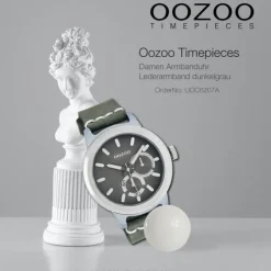 Oozoo Damen Armbanduhr Timepieces Analog Leder dunkelgrau UOC6207A