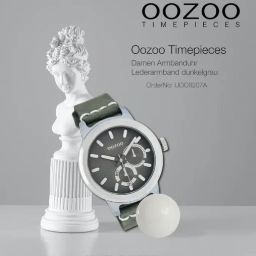 Oozoo Damen Armbanduhr Timepieces Analog Leder dunkelgrau UOC6207A