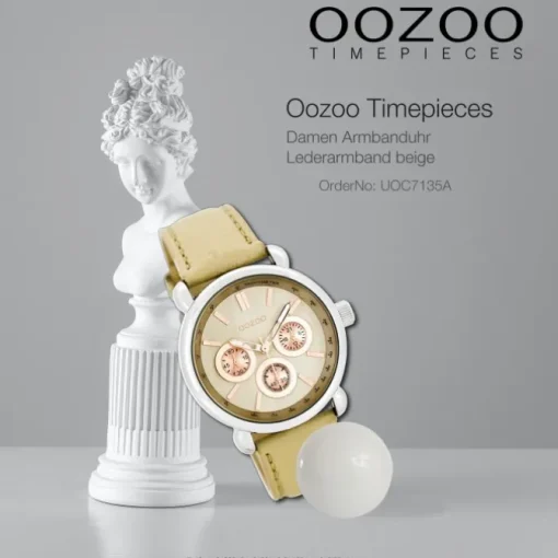 Oozoo Damen Armbanduhr Timepieces Analog Leder beige UOC7135A