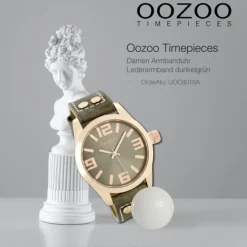 Oozoo Damen Armbanduhr Timepieces Analog Leder dunkelgrün UOC8016A