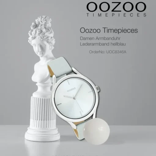 Oozoo Damen Armbanduhr Timepieces Analog Leder hellblau UOC8346A