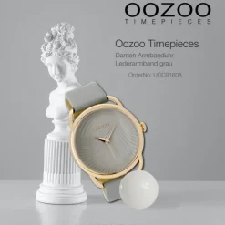Oozoo Damen Armbanduhr Timepieces Analog Leder grau UOC9160A