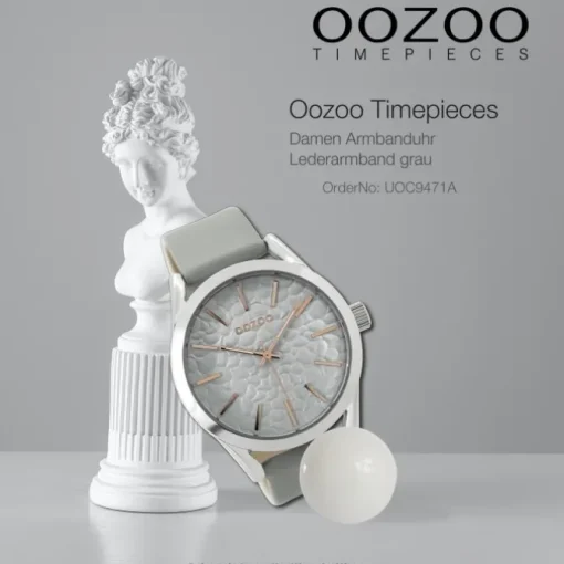 Oozoo Damen Armbanduhr Timepieces Analog Leder grau UOC9471A