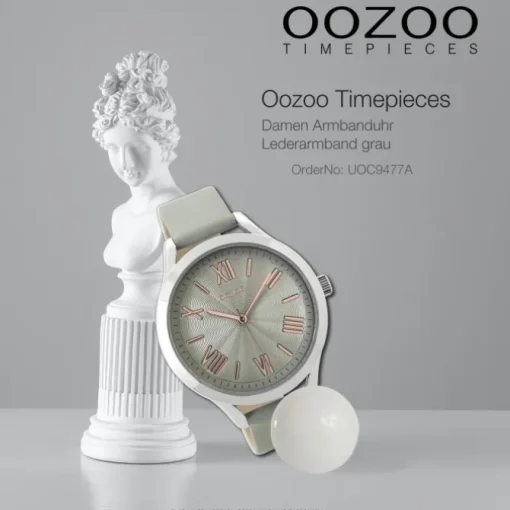 Oozoo Damen Armbanduhr Timepieces Analog Leder grau UOC9477A