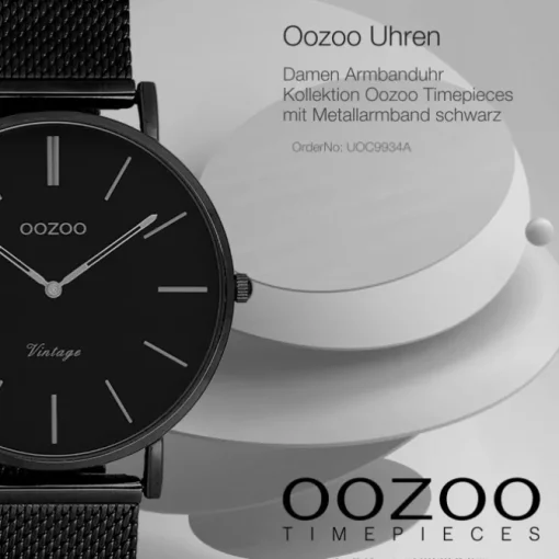 Oozoo Damen Armbanduhr Timepieces Analog Metall schwarz UOC9934A