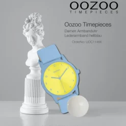 Oozoo Damen Armbanduhr Timepieces Analog Lederband hellblau UOC11466