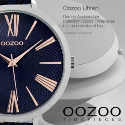 Oozoo Damen Armbanduhr Timepieces Analog Leder blau UOC9218A