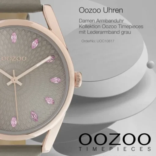 Oozoo Damen Armbanduhr Timepieces C10817 Analog Leder grau UOC10817