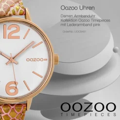 Oozoo Damen Armbanduhr Timepieces C9481 38mm Quarz Leder pink gold UOC9481