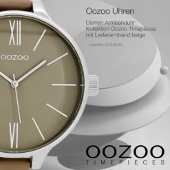 Oozoo Damen Armbanduhr Timepieces C9543 45mm Quarz Leder beige UOC9543