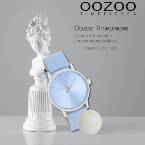 Oozoo Damen Armbanduhr Timepieces Analog Leder hellblau UOC11063
