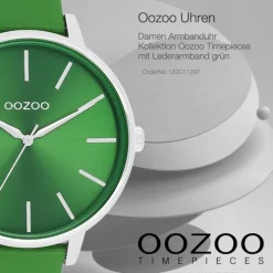 Oozoo Damen Armbanduhr Timepieces Analog Leder grün UOC11297