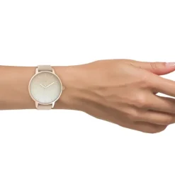 Oozoo Damen Armbanduhr Timepieces Analog Leder beige weiß UOC10831