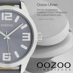 Oozoo Damen Armbanduhr Timepieces C1060 Analog Leder grau UOC1060A