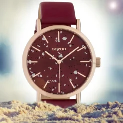 Oozoo Damen Armbanduhr Timepieces Analog Leder weinrot UOC10412