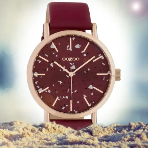 Oozoo Damen Armbanduhr Timepieces Analog Leder weinrot UOC10412