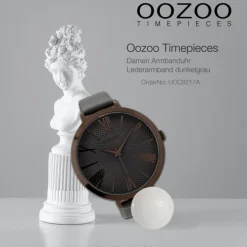 Oozoo Damen Armbanduhr Timepieces Analog Leder dunkelgrau UOC9217A