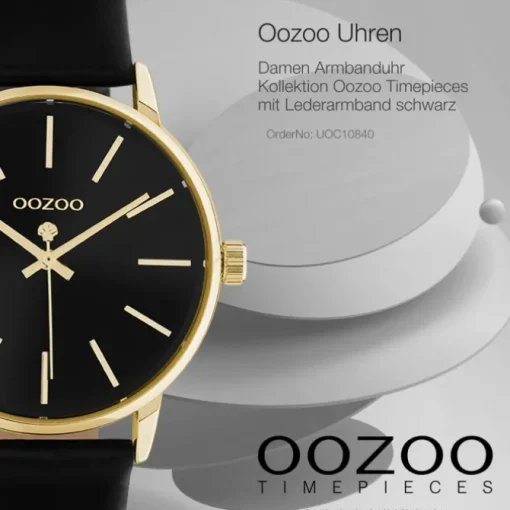Oozoo Damen Armbanduhr Timepieces Analog Leder schwarz UOC10840