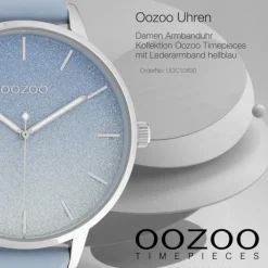 Oozoo Damen Armbanduhr Timepieces C10830 Analog Leder hellblau UOC10830