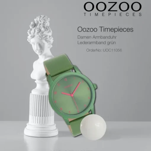 Oozoo Damen Armbanduhr Timepieces Analog Leder grün UOC11056