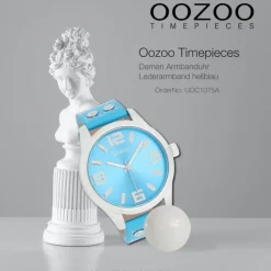 Oozoo Damen Armbanduhr Timepieces Analog Leder hellblau UOC1075A
