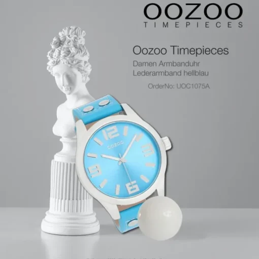 Oozoo Damen Armbanduhr Timepieces Analog Leder hellblau UOC1075A