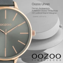 Oozoo Damen Armbanduhr Timepieces C10713 Analog Leder blaugrau UOC10713