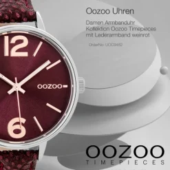Oozoo Damen Armbanduhr Timepieces C9482 Quarz Leder weinrot UOC9482