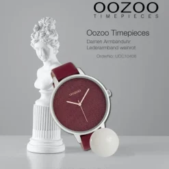 Oozoo Damen Armbanduhr Timepieces Analog Leder weinrot UOC10408