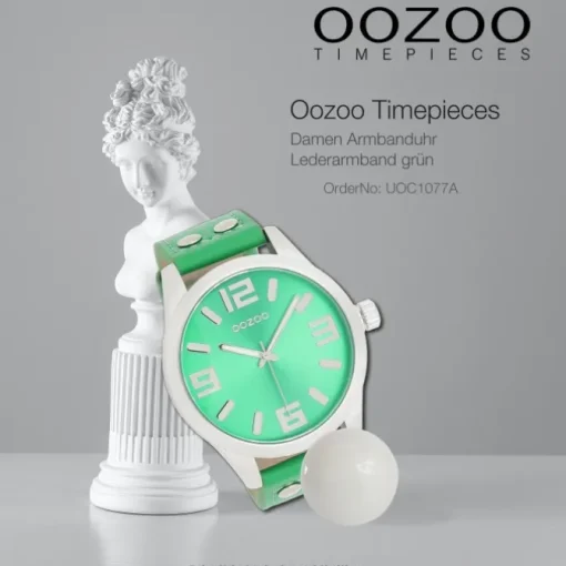 Oozoo Damen Armbanduhr Timepieces Analog Leder grün UOC1077A