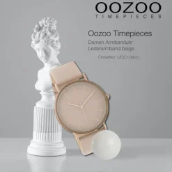 Oozoo Damen Armbanduhr Timepieces Analog Leder beige rosa UOC10820