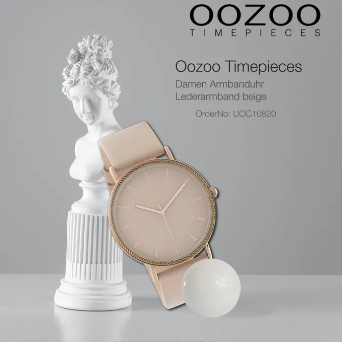 Oozoo Damen Armbanduhr Timepieces Analog Leder beige rosa UOC10820