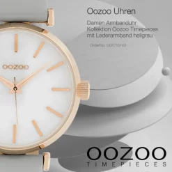 Oozoo Damen Armbanduhr Timepieces C10143 Quarz Leder hellgrau UOC10143