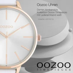 Oozoo Damen Armbanduhr Timepieces C10710 Analog Leder weiß UOC10710