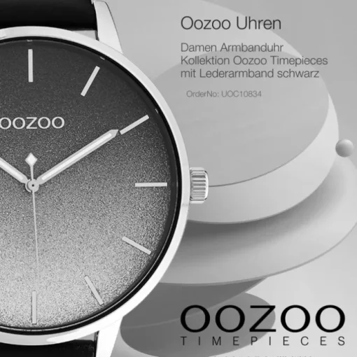 Oozoo Damen Armbanduhr Timepieces Analog Leder schwarz UOC10834