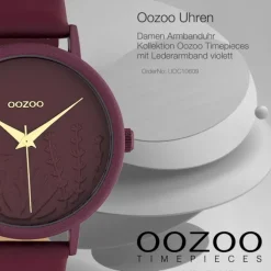 Oozoo Damen Armbanduhr Timepieces Analog Leder violett UOC10609