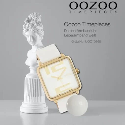 Oozoo Damen Armbanduhr Timepieces Analog Leder weiß UOC10360