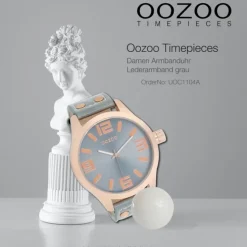 Oozoo Damen Armbanduhr Timepieces Analog Leder grau UOC1104A