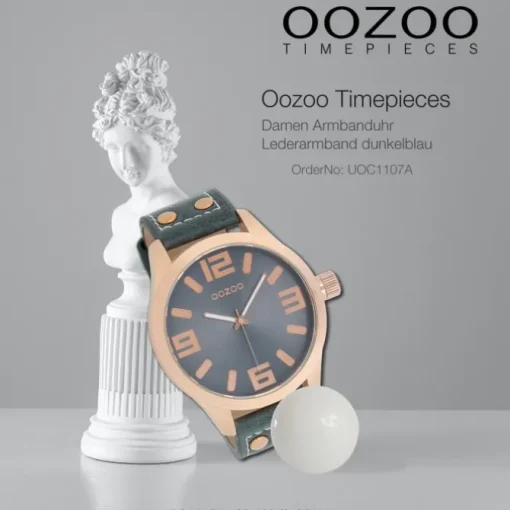 Oozoo Damen Armbanduhr Timepieces Analog Leder dunkelblau UOC1107A