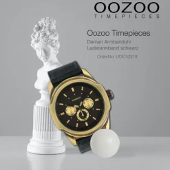 Oozoo Damen Armbanduhr Timepieces Analog Leder schwarz UOC10319