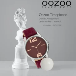 Oozoo Damen Armbanduhr Timepieces Analog Leder weinrot UOC10378
