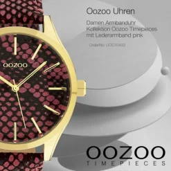 Oozoo Damen Armbanduhr Timepieces Analog Leder pink schwarz UOC10433