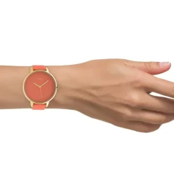 Oozoo Damen Armbanduhr Timepieces Analog Leder pfirsichrosa UOC10572