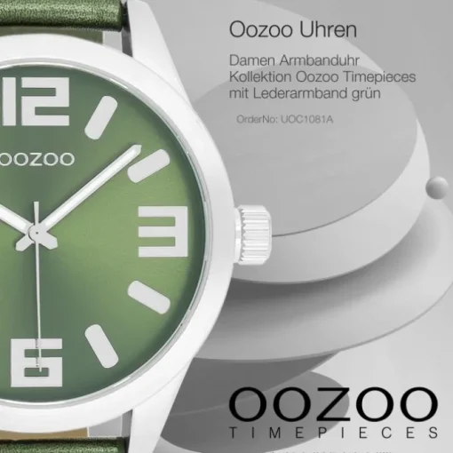 Oozoo Damen Armbanduhr Timepieces Analog Leder grün UOC1081A