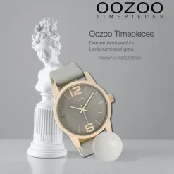 Oozoo Damen Armbanduhr Timepieces Analog Leder grau UOC9090A