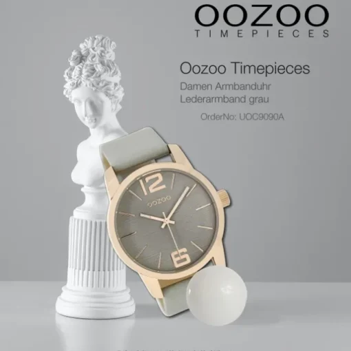 Oozoo Damen Armbanduhr Timepieces Analog Leder grau UOC9090A