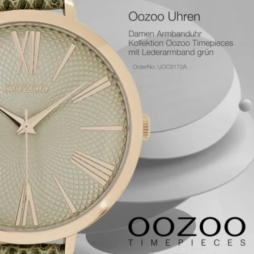 Oozoo Damen Armbanduhr Timepieces Analog Leder grün UOC9170A