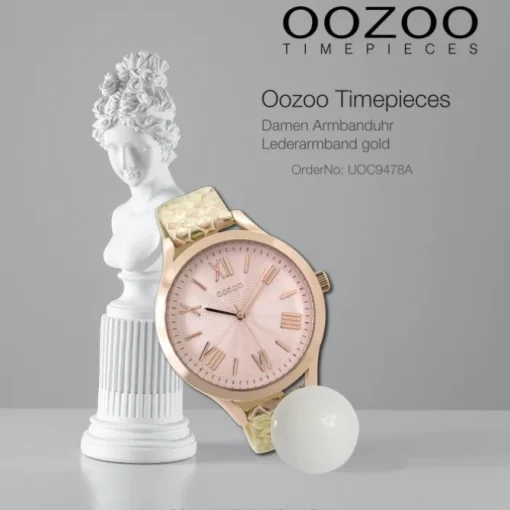 Oozoo Damen Armbanduhr Timepieces Analog Leder gold UOC9478A