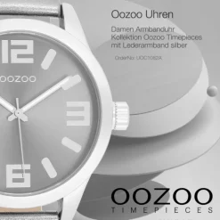 Oozoo Damen Armbanduhr Timepieces Analog Leder silber UOC1082A
