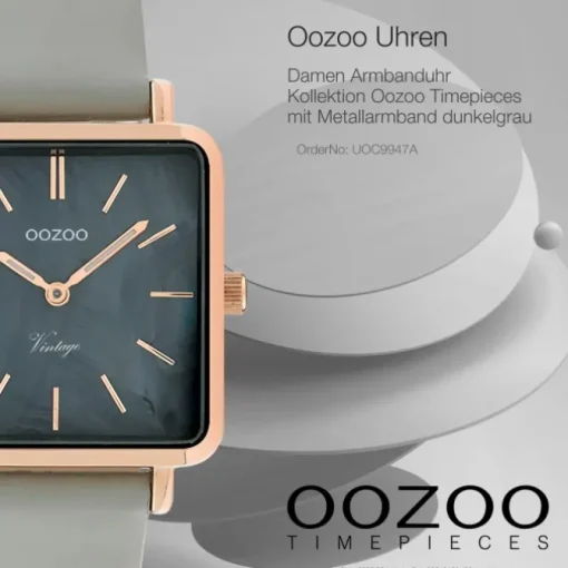 Oozoo Damen Armbanduhr Timepieces Analog Metall dunkelgrau UOC9947A